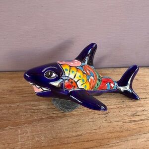 Colorful Talavera Shark Decor, Pottery.